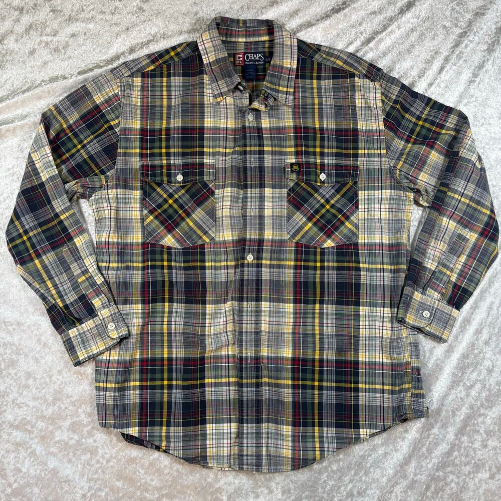 Chaps Ralph Lauren Multi Color Button Up Flannel Large - Picture 2 of 7